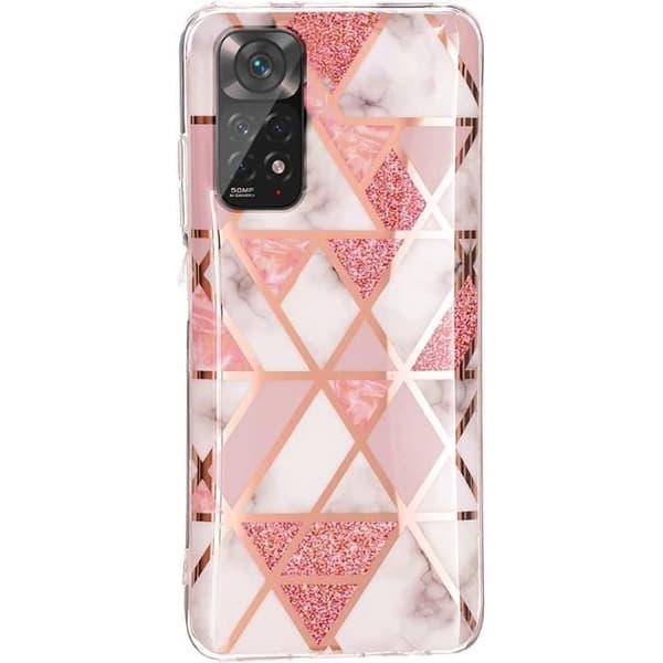 Fodral för Redmi Note 11-11S, 2 härdade glasögon ingår - Smal och snygg skyddsresistent rosa Rosa