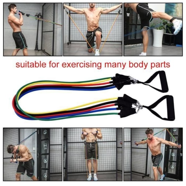 ss-33-Fitness Resistance Elasticity Ropes Exercise Kit med Pilates Yoga-övningar -PEL