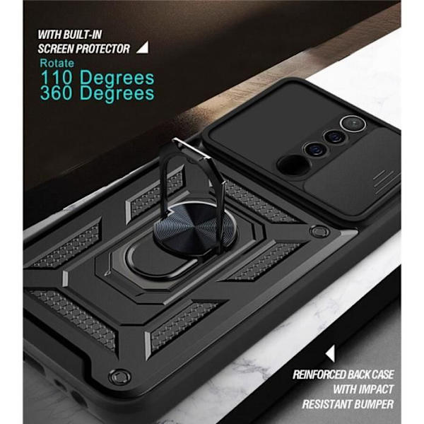 Fodral för Redmi Note 8 Pro (6,53") Svart Stötsäker Tjock Army Style Hard Edge Förstärkt styvt Svart