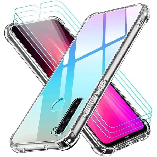 Skyddsfodral för Redmi Note 8 - E.F.CONNECTION - Mjuk - Transparent - Hög motståndskraft - Härdat glas Transparent
