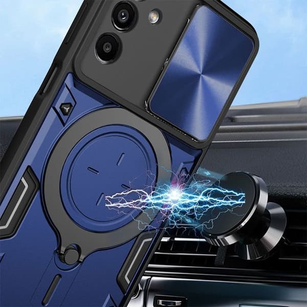 Coque - E.F.CONNECTION - För Xiaomi Redmi Note 14 4G - Stötsäker - Magnetiskt Stöd - Kameraskydd marinblå