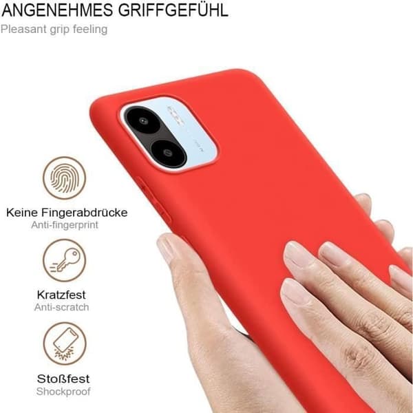 Skyddsskal för Xiaomi Redmi A1/A2 - E.F.CONNECTION - Röd - Flexibel - Stöttålig - Härdat glas Röd