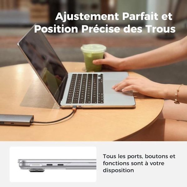 Coque kompatibel med MacBook Air 13.6 Tommer M4 M3 M2, 2025 2024 2022 (A3240 A3113 A2681) med Touch ID, beskyttelseshardcase. Färg: Klar Kristall