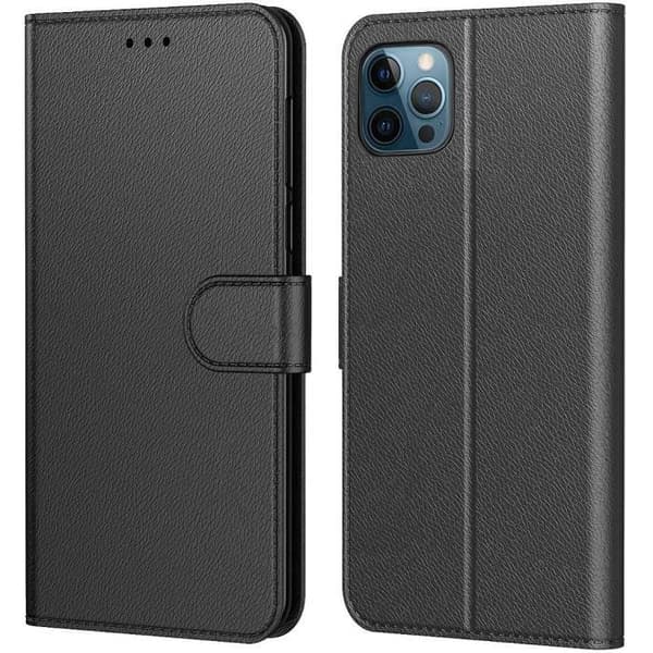 Fodral - E.F.Connection - för iPhone 13 Pro Max - Syntetiskt läder - Mjuk - Magnetisk Svart