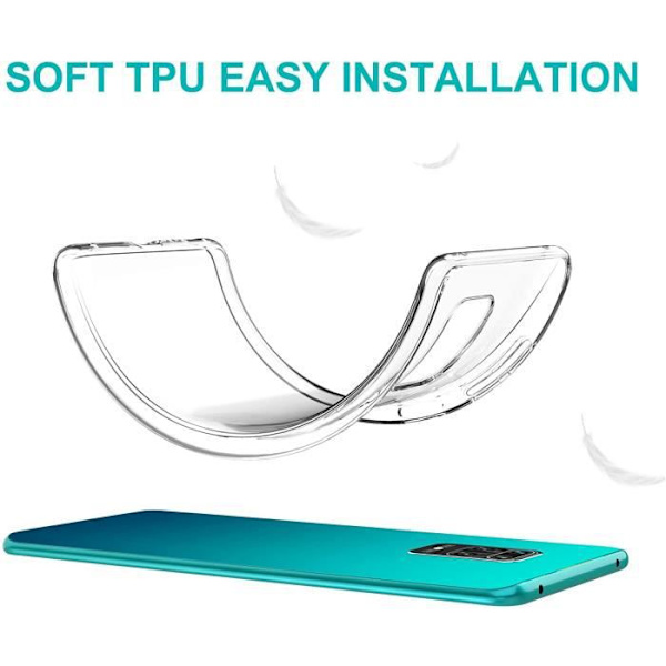 Fodral till Xiaomi Redmi Note 9S - Xiaomi - Mjuk - Transparent - 9H härdat glas - Reptålig Transparent