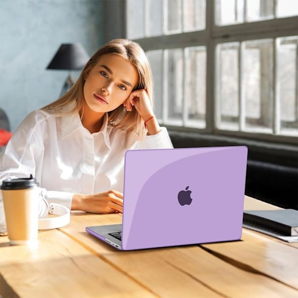 Fodral för MacBook Pro 16 Tum M4 M3 M2 M1 Pro/Max 2024 2023 2021, Antislipsskydd med Luftventilationsfack - Lila Lila