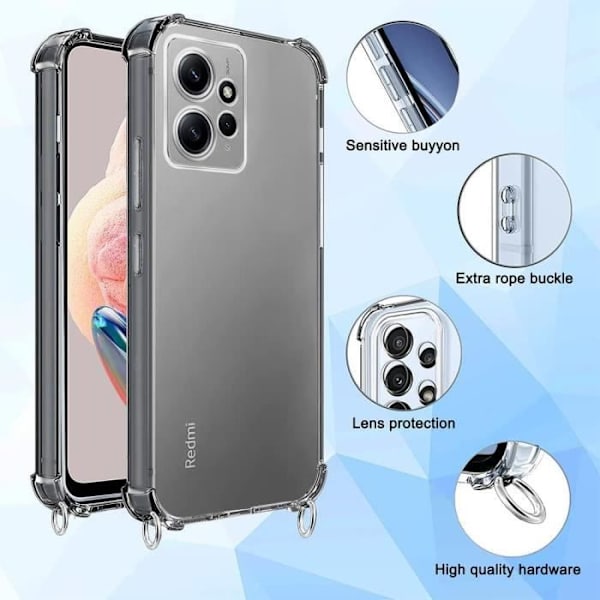 Halsbåndscover til Xiaomi Redmi Note 12 Pro+ 5G Forstærket TPU Anti-ridse med lanyard Navy Blue