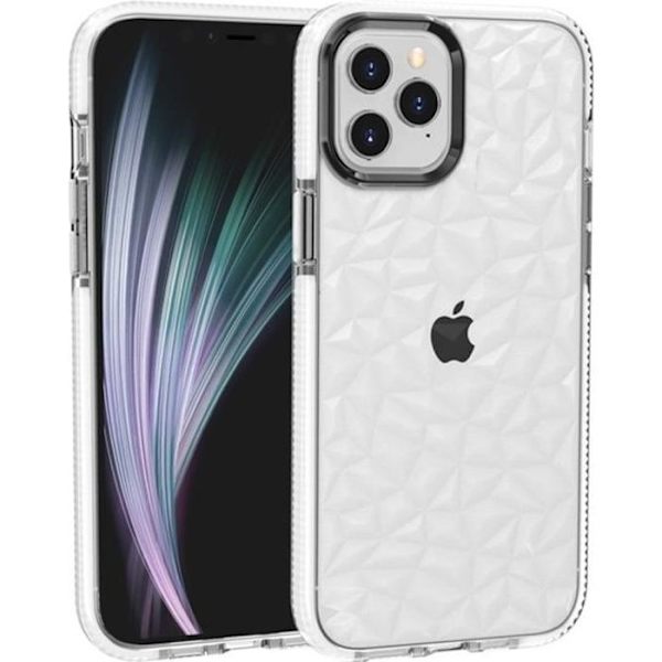 Silikonetui til iPhone 12 Mini, solid stødsikker beskyttelse 3D Elegant diamantmønster - hvid Vit