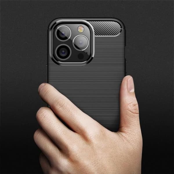 Coque - Silikon - för iPhone 13 Pro - Kolfiber Svart - 2 Härdat Glas - Ultra Stark Skydd Svart