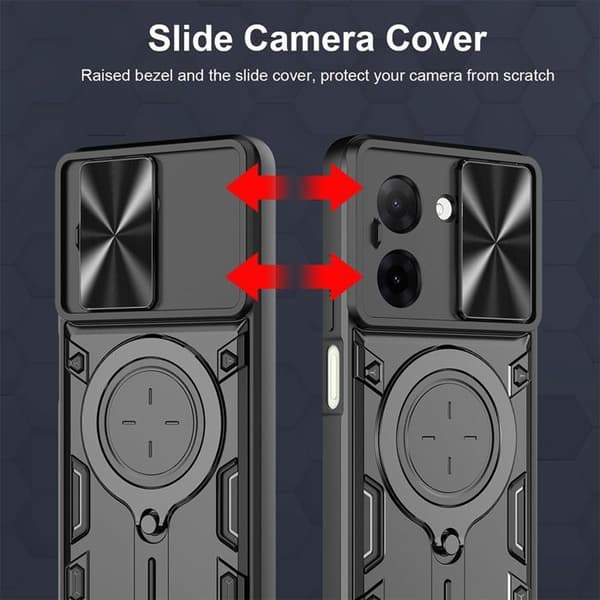 Coque - E.F.CONNECTION - För Xiaomi Redmi A5 - Stötsäker - Magnetisk ringhållare - Kameraskydd Svart