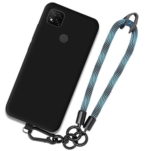 Etui til Xiaomi - Redmi 10A/9C - Sort - Stødabsorberende - Anti-Rids - Aftagelig Snor Svart blå