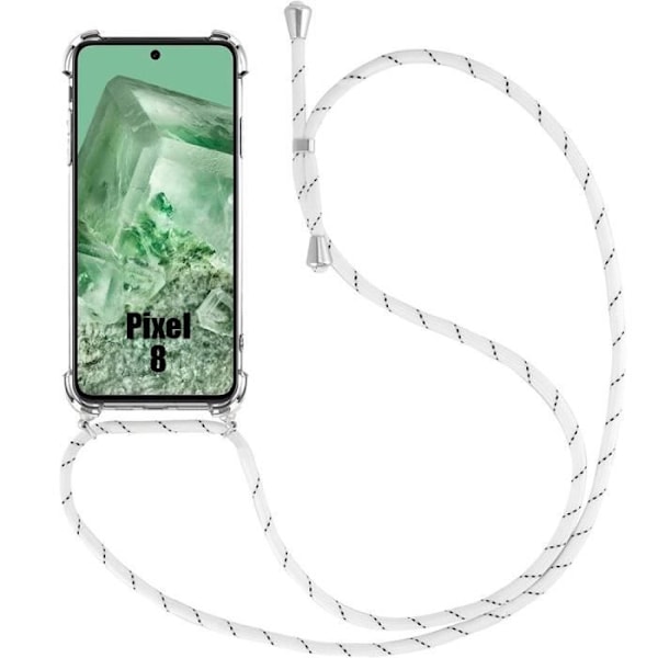 Skyddsskal - Google - Pixel 8 - Stötdämpande - Flexibelt - Lätta vita snöre Transparent, vit