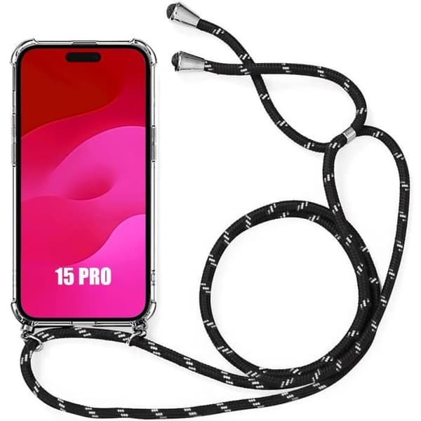 Coque - E.F.CONNECTION - för iPhone 15 Pro - Förstärkt Skydd - Stötsäker - Svart Rem Svart