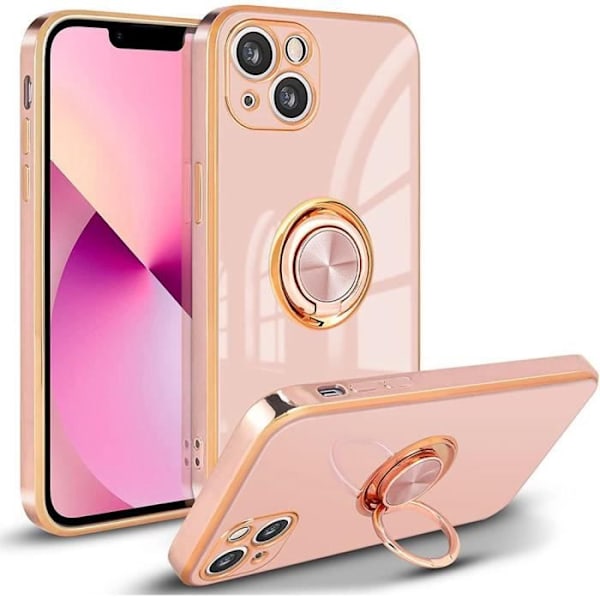 Ringetui til iPhone 13 (6,1") Rose Gold Border TPU Elegant anti-ridse luksus mode Rosa
