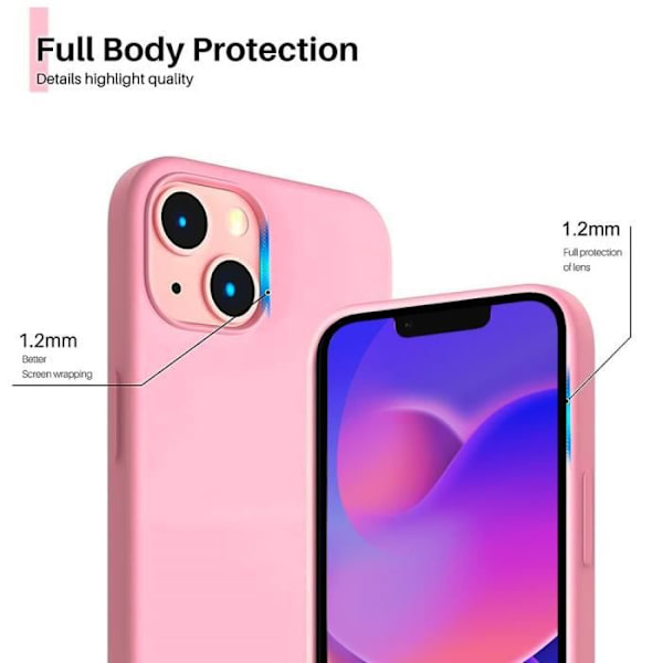Skyddsfodral för iPhone 14 Plus - E.F.CONNECTION - Rosa silikon - Mjuk - 2 härdade glasögon Rosa