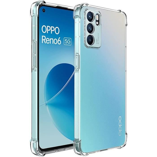 Fodral för OPPO Reno 6 (6,43") Skydd 4 hörn Förstärkt silikon högt motstånd Transparent