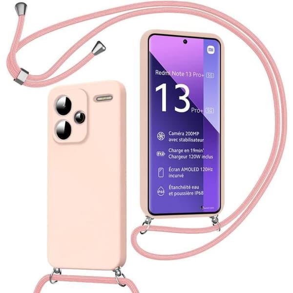 Skydd - E.F.CONNECTION - för Xiaomi Redmi Note 13 Pro+ 5G - Stötsäker - Silikon - Rosa Rosa