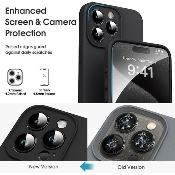Skal till iPhone 16 Pro Max, Matt Silikonskydd Ultra Slim Soft - Svart