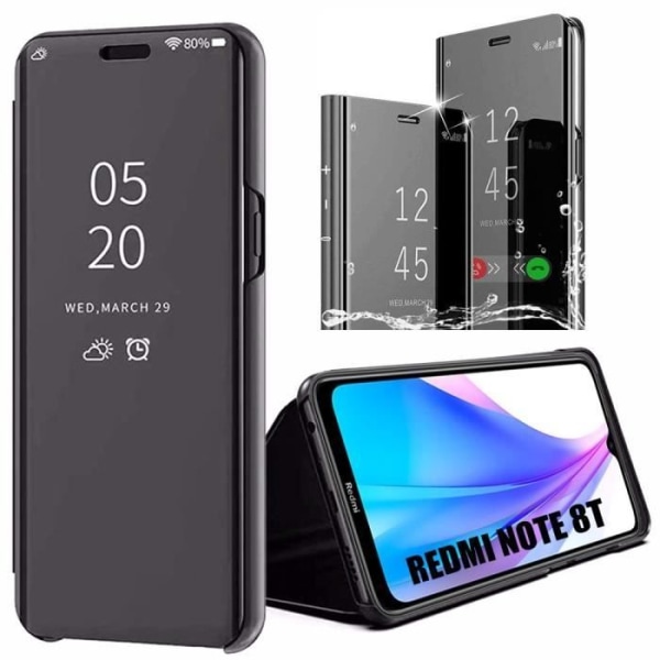 Hårdt beskyttelsescover til Redmi Note 8T - E.F.CONNECTION - Spejleffekt - Gennemskinneligt vindue - Sort svart
