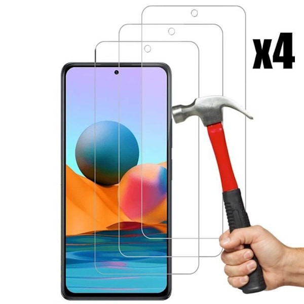 Skyddsglas - E.F.CONNECTION - för Redmi Note 10 Pro 4G - Paket med 4 - Represistent - Hög hållfasthet Transparent