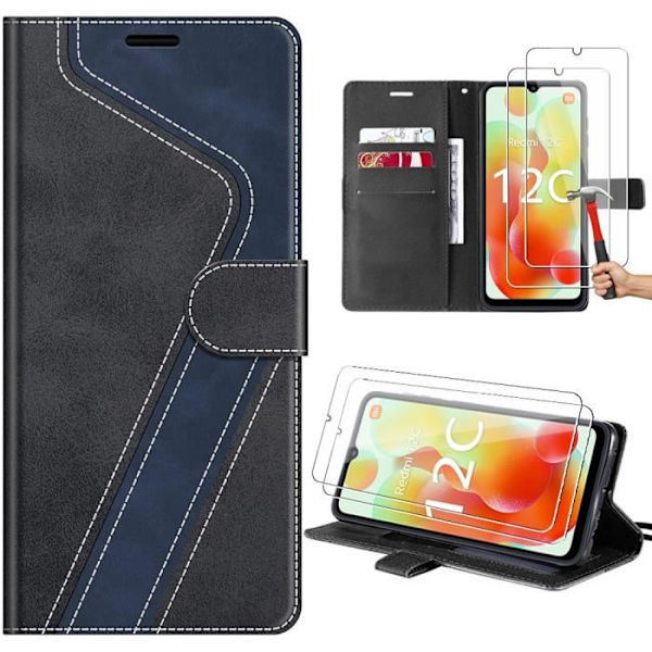 Coque - Xiaomi - Redmi 12C-11A - Svart - Magnetiskt skydd - Justerbart stativ Svart, Marinblå