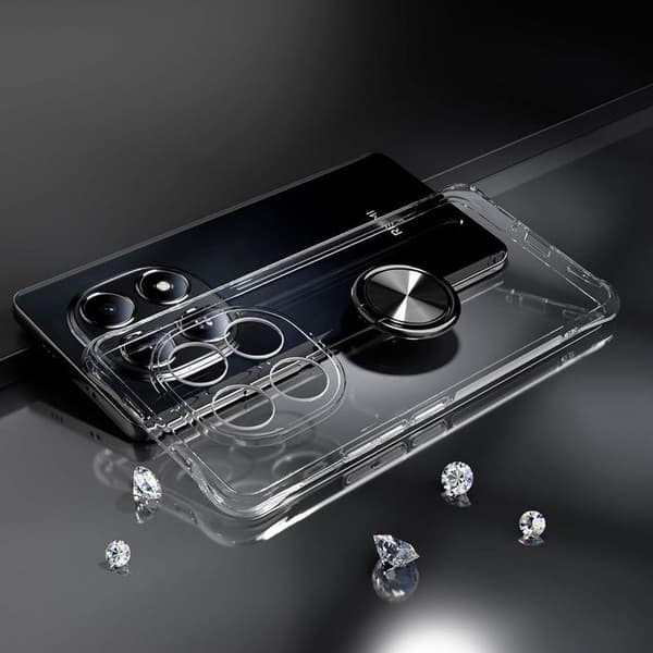 Skydd för Xiaomi Redmi Note 15 5G/4G, Stöttålig Transparent med Justerbart Silverstöd Argenté, Transparent