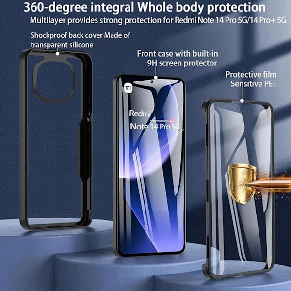 Skydd för Xiaomi Redmi Note 14 Pro Plus 5G - Stötsäker Transparent Svart Kant - E.F.Connection® Svart