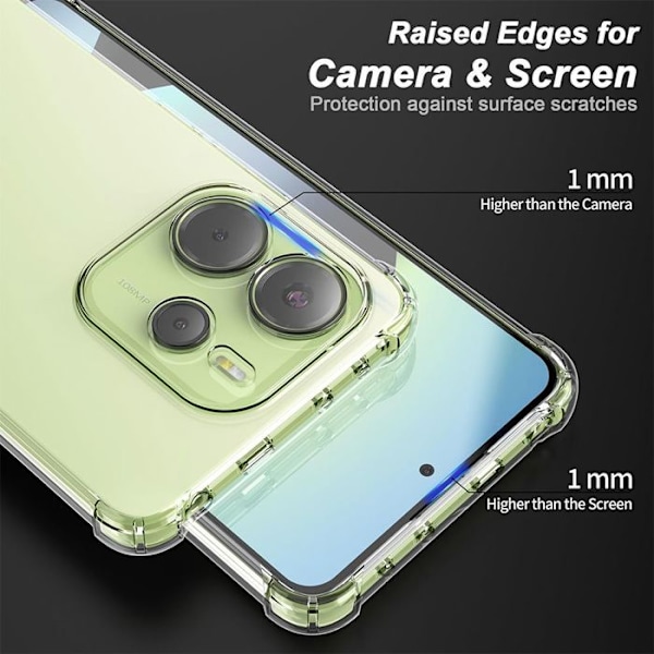 Skyddsfodral för Xiaomi Redmi Note 14 4G (ej för 5G) Transparent TPU-skydd + 2 Härdade Glassskydd Transparent
