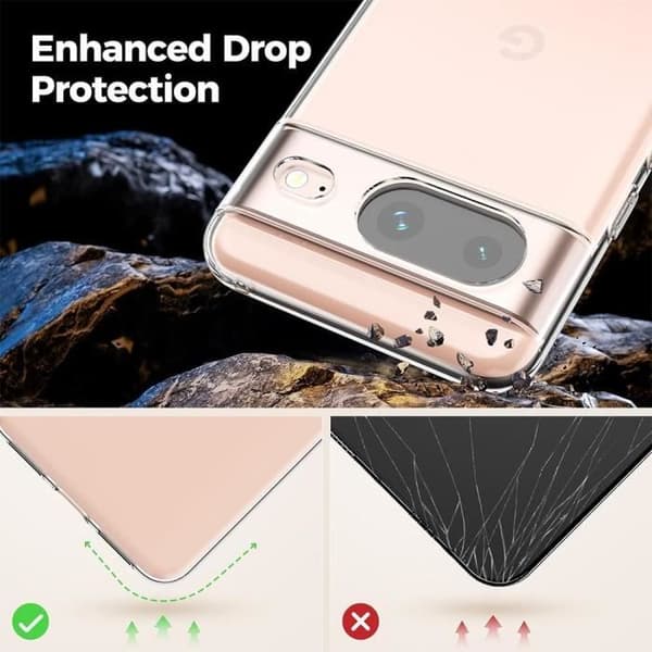 Coque - för Google Pixel 8 - Transparent Silikon - Mjuk - Stötsäker - Repfria Transparent