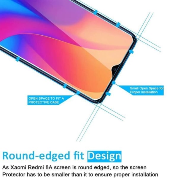 Lot- 2 hærdet glasbeskyttelse til Redmi 8 Anti-Trace-skærmbeskyttelsesfilm Transparent