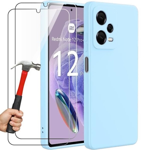 Silikonväskor + Härdat Glas för Xiaomi Redmi Note 12 Pro Plus 5G - Ultra Tunn - Ljusblå Blå