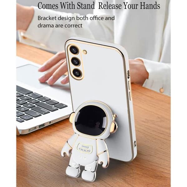 Coque för Xiaomi 14T, Stötabsorberande Silikon Skydd med Justerbart Stöd Astronaut 3D - Vit Vit