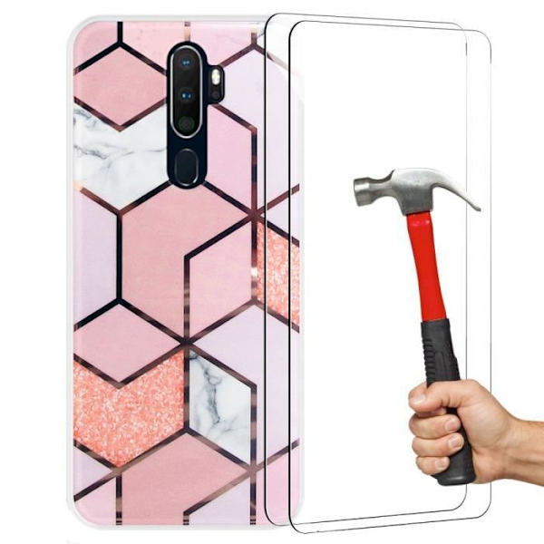 Skyddsfodral för Redmi Note 8Pro - E.F.CONNECTION - Färgglatt marmormönster - TPU Rosa Rosa