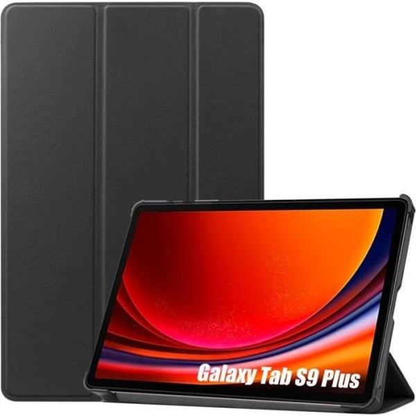 Coque Tablett för Samsung Tab S9+ - E.F.CONNECTION - Etui Housse Svart Antichock Stöd Funktion Svart