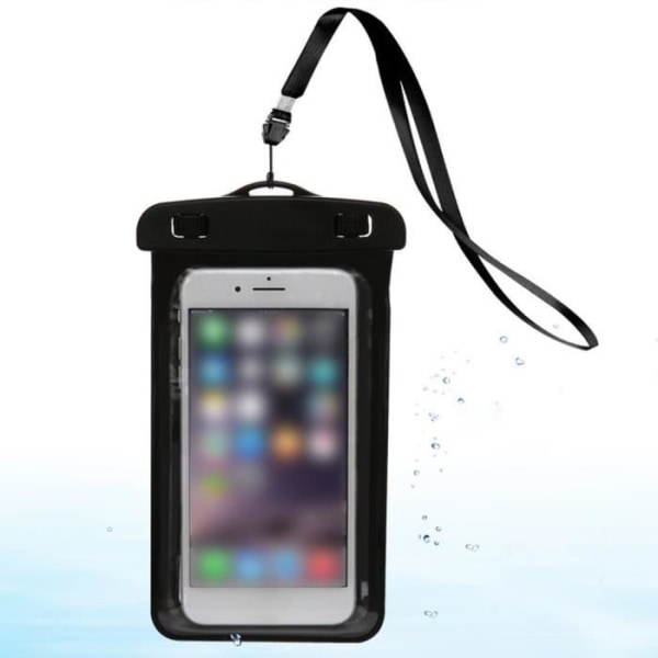 Vattentät telefonväska [IPX8] Vattentätt fodral/fodral/fodral Universal smartphoneväska skydd för 5,1-6,0 tum - SVART