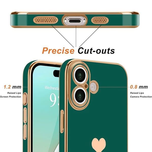 Skyddsskal - E.F.Connection - för iPhone 17 Pro - Silikon Mönster Hjärta Repfria Nattgrön Nattgrönt