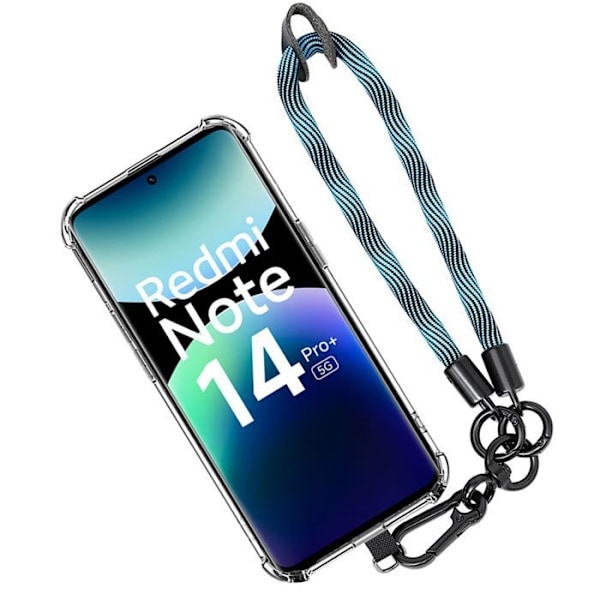 Coque för Xiaomi Redmi Note 14 Pro+ 5G/Note 14 Pro Plus 5G - med Blå Handledsrem - E.F.Connection Transparent