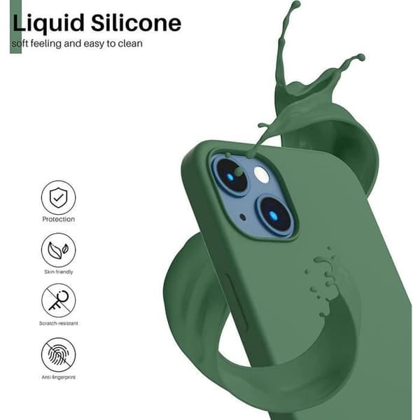 Siliconfodral - för iPhone 14 - Nattgrön - Stötsäker - 2 Härdat glas - Lätt installation Nattgrönt