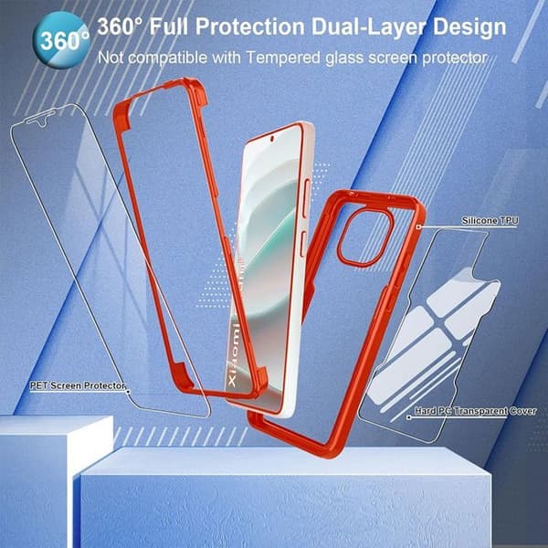 Fodral för Xiaomi Redmi Note 15 4G - 360 Skydd Förstärkt Kant Hel Solid - Röd Röd