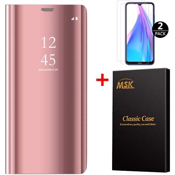 Etui - Xiaomi - Redmi Note 8T - Spejl - Flip - Beskyttelse med stativ Rose guld