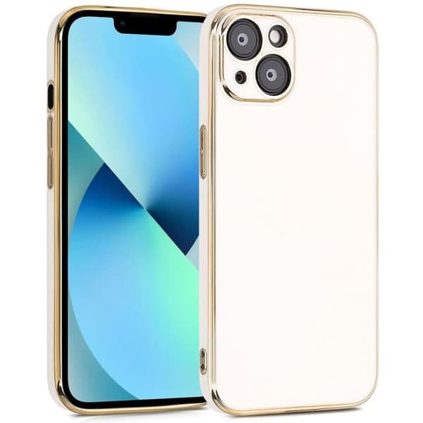 Skyddsskal - Lyxmode - för iPhone 13 - Mjuk TPU - Stötsäker - Guldskydd Vit