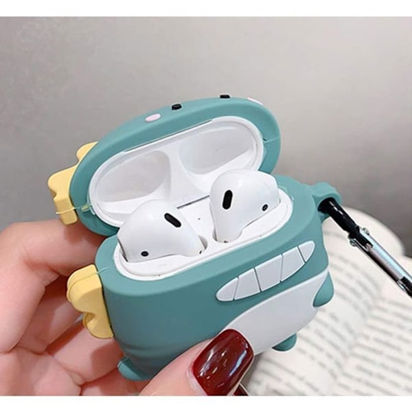 Skyddsfodral för AirPods Pro 2 (2022/2023) Stötbeständig Anti-repor Mjuk Silikon Dinosauriemönster med Krok Grön, Vit, Gul