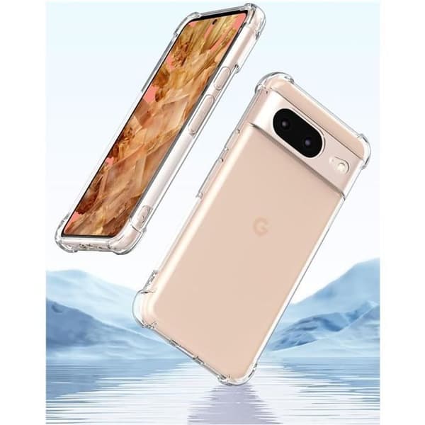 Coque - för Google Pixel 8 - Silikon Stötsäker - Transparent - 2 Härdat Glas Transparent