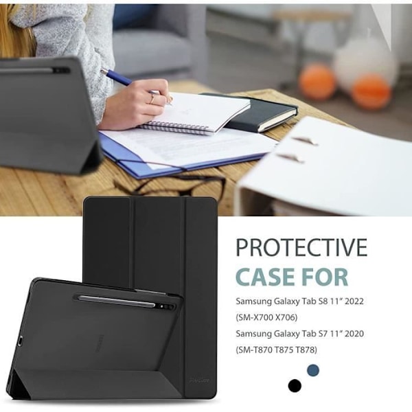 Coque Tablett - E.F.CONNECTION - för Samsung TAB S8 - Svart - PU-läder - Mikrofiber - 11 tum Svart