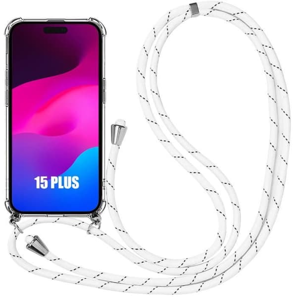 Coque - E.F.CONNECTION - för iPhone 15 Plus - Stötsäker - Mjuk - Vit Snöre Vit