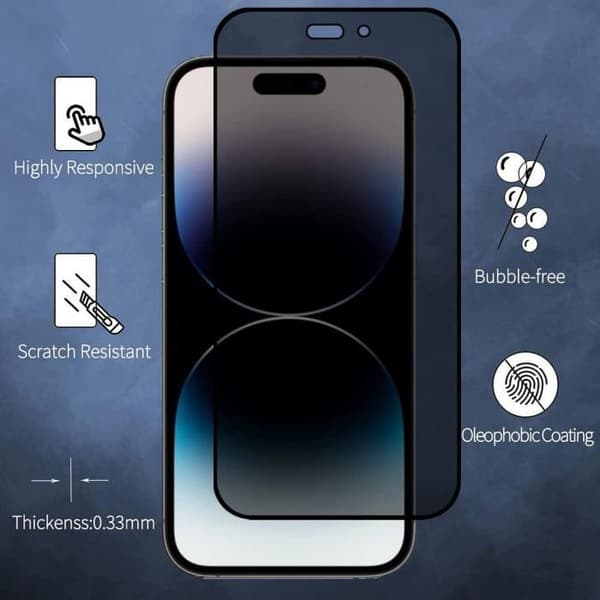 3 delar antispionhärdat glas för iPhone 14 Pro Max (6,7") Svart