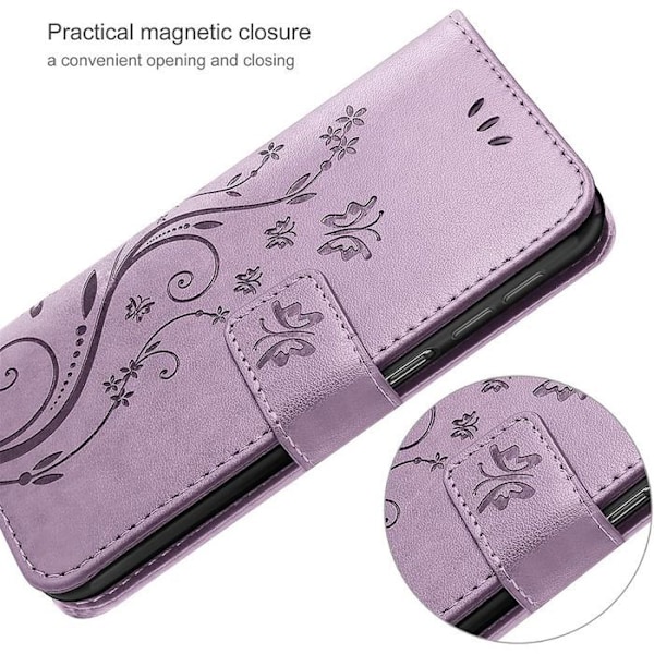 Coque för Xiaomi Redmi Note 14 Pro 5G (inte för 4G) Skrapskydd PU-läder Blommönster Fjäril - Lila Lila