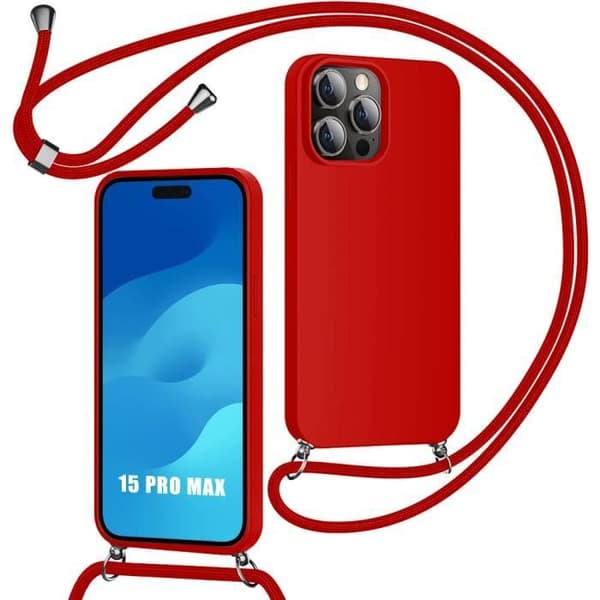 Skyddsskal - E.F.CONNECTION - för iPhone 15 Pro Max - Mjukt silikon - Stöttålig - Röd Röd