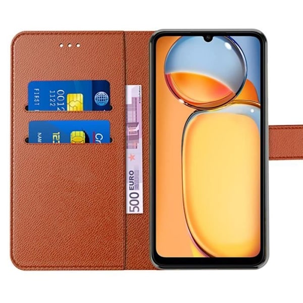 Coque - Xiaomi - Redmi 13C - Syntetiskt läder - Repfria - Stötabsorberande - Brun kastanj