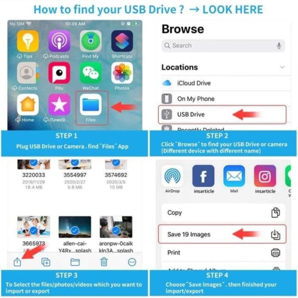 USB Type-A till Lightning-adapter - E.F.CONNECTION - Vit - iPhone/iPad - USB 2.0